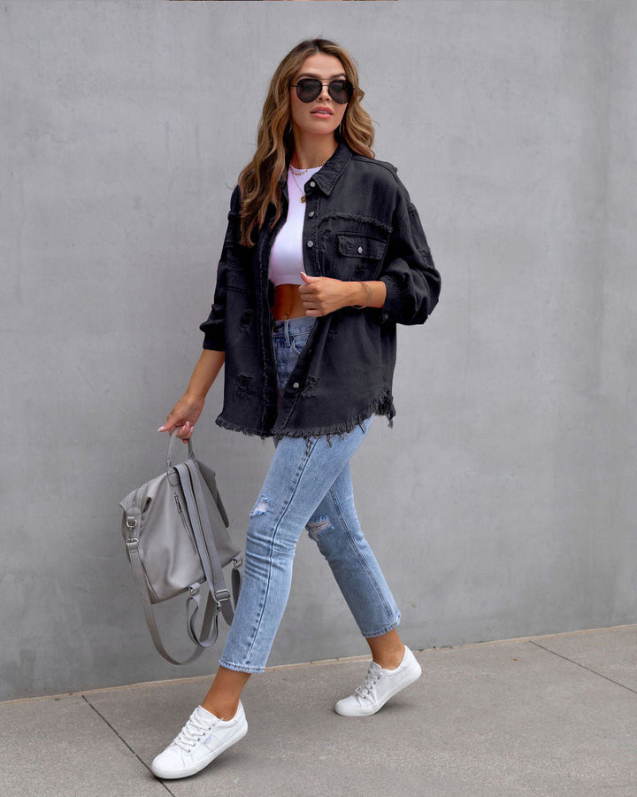 SUZIE | WOMEN’S DISTRESSED DENIM JACKET