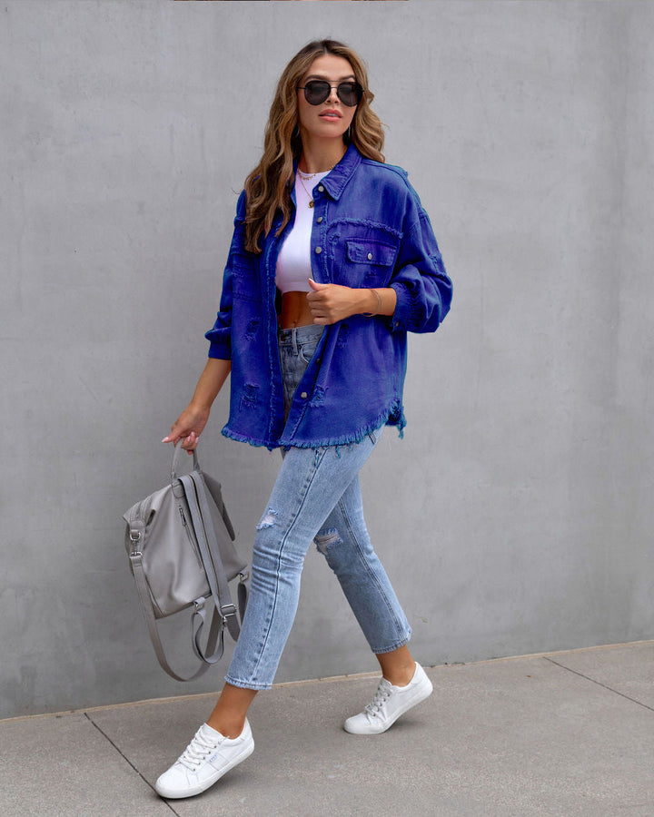 SUZIE | WOMEN’S DISTRESSED DENIM JACKET