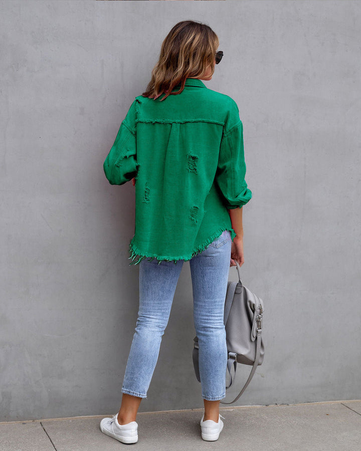 SUZIE | WOMEN’S DISTRESSED DENIM JACKET