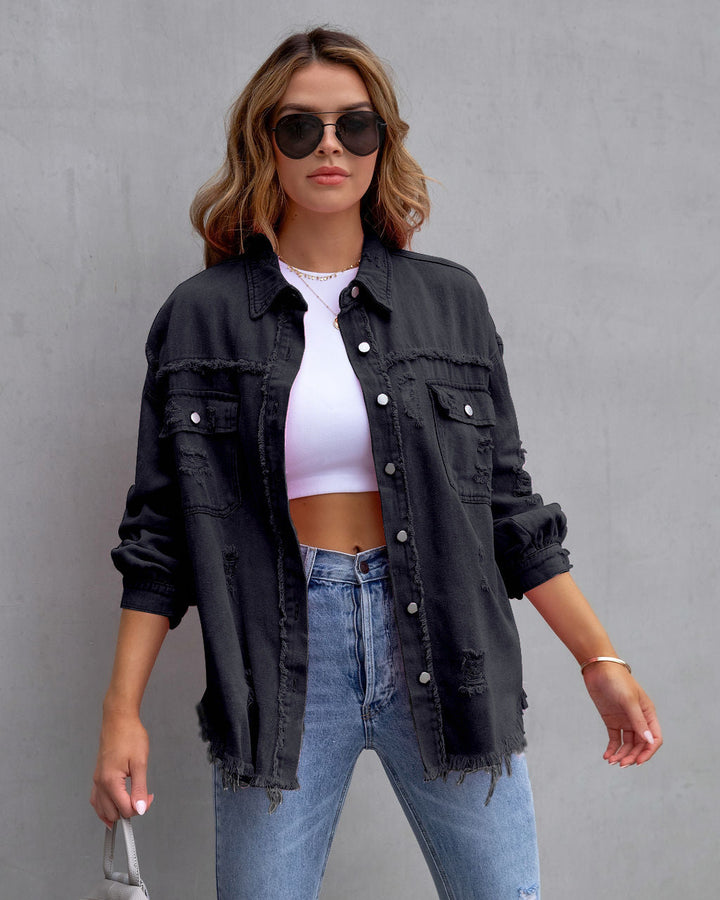 SUZIE | WOMEN’S DISTRESSED DENIM JACKET