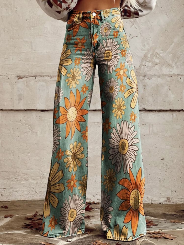AMELIA | FLORAL FLARE TROUSERS