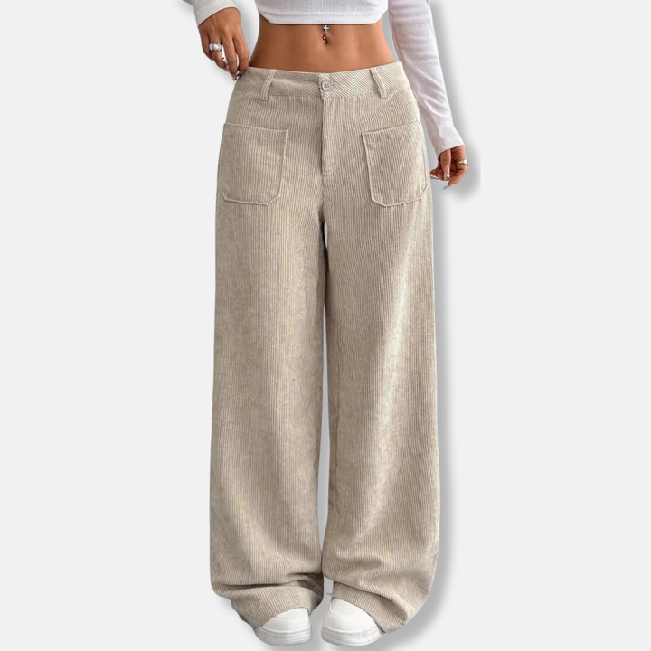 EVE | WOMEN’S HIGH-WAIST WIDE-LEG CORDUROY TROUSERS