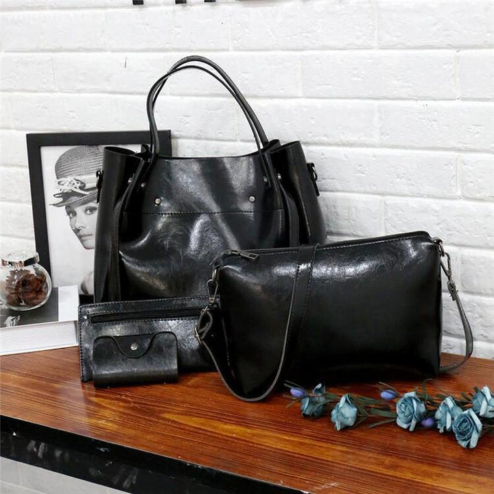 SHELLY | RETRO FOUR-PIECE VEGAN LEATHER BAG SET