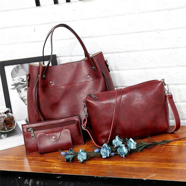 SHELLY | RETRO FOUR-PIECE VEGAN LEATHER BAG SET