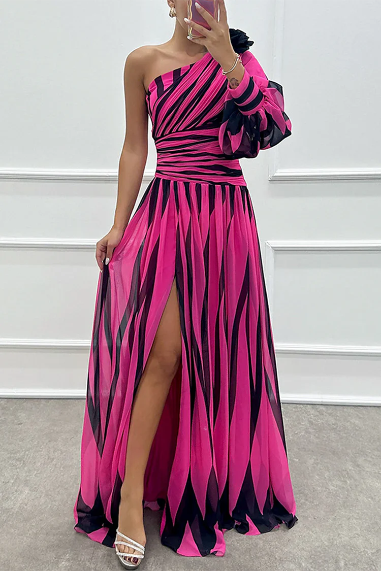 EDEN | ONE-SHOULDER STRIPED MAXI DRESS