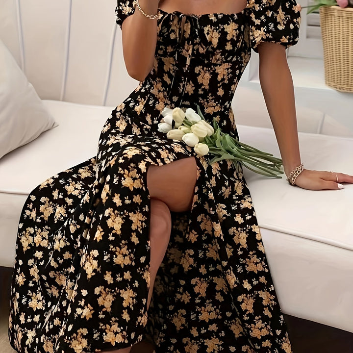 AILEEN | ARTISTIC FLORAL PUFF SLEEVE DRESS