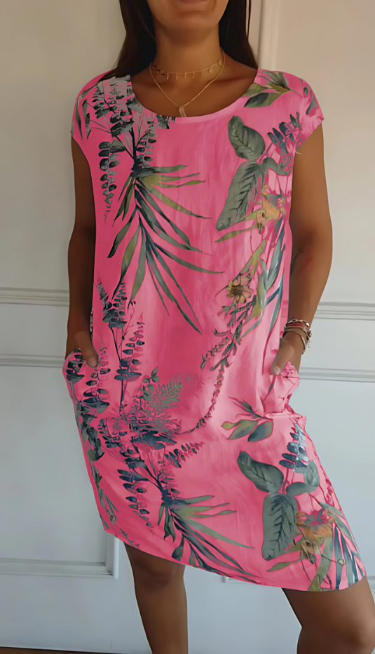 RISA | PRINTED FLOWY KNEE-LENGTH DRESS