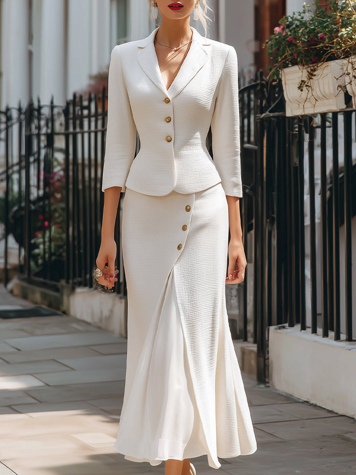 KRYSTAL | WOMEN’S TWO-PIECE TEXTURED BLAZER & MIDI SKIRT SET