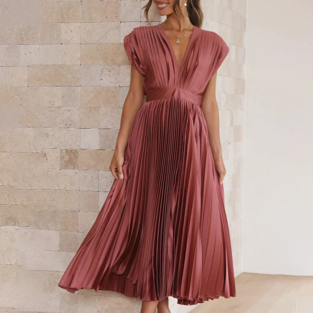AURORA | DRAPED SATIN MIDI DRESS