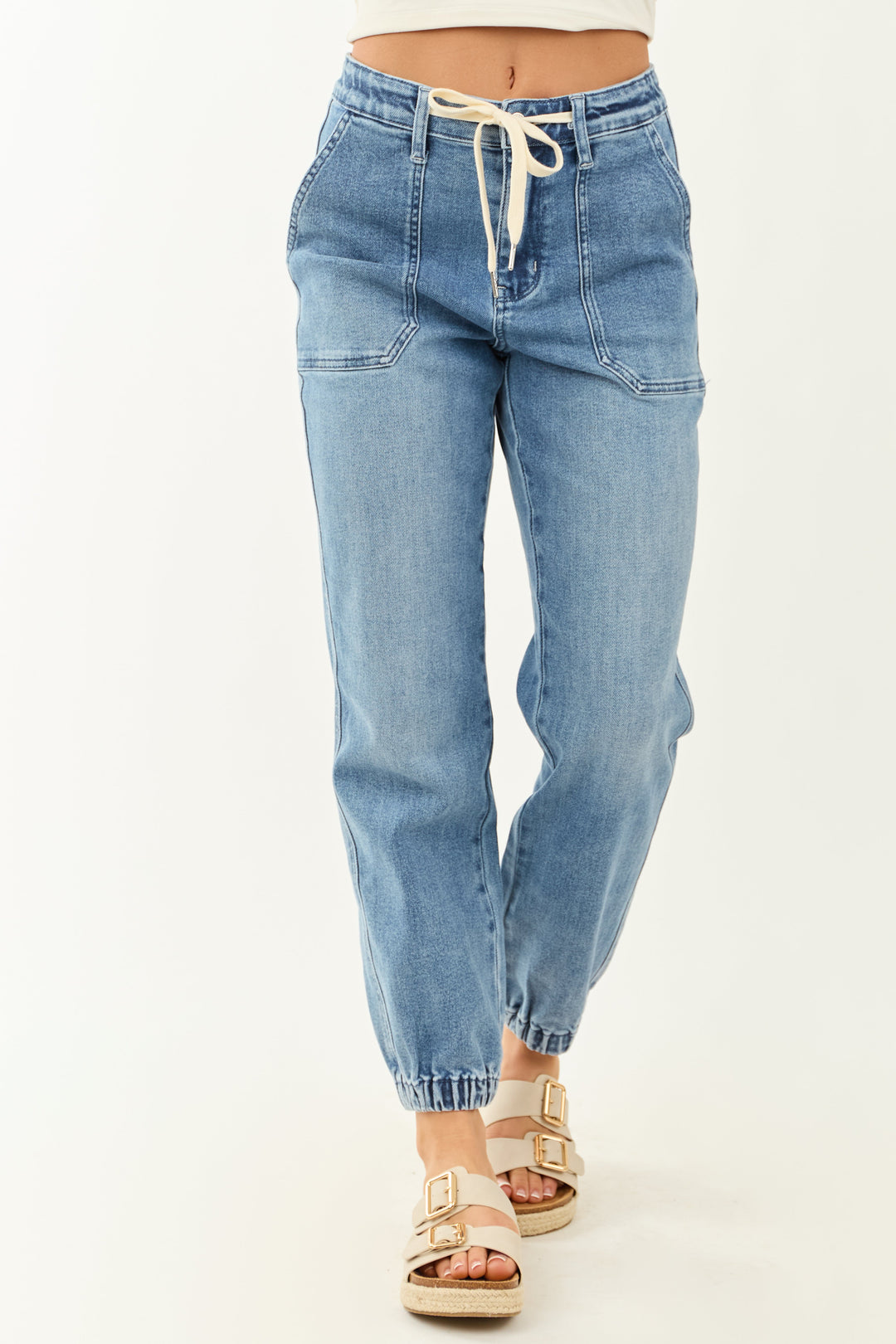 KELLY | WOMEN’S DENIM JOGGER JEANS WITH DRAWSTRING