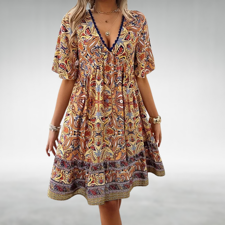 RYZZA | BOHO PAISLEY MINI DRESS