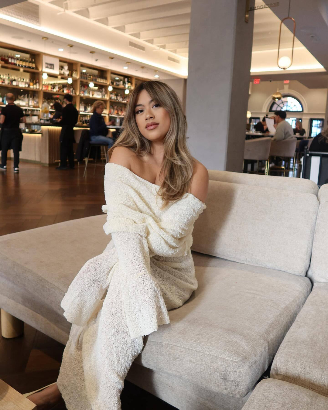 SOMIA | HOLLOW-OUT OFF-SHOULDER MATERNITY DRESS