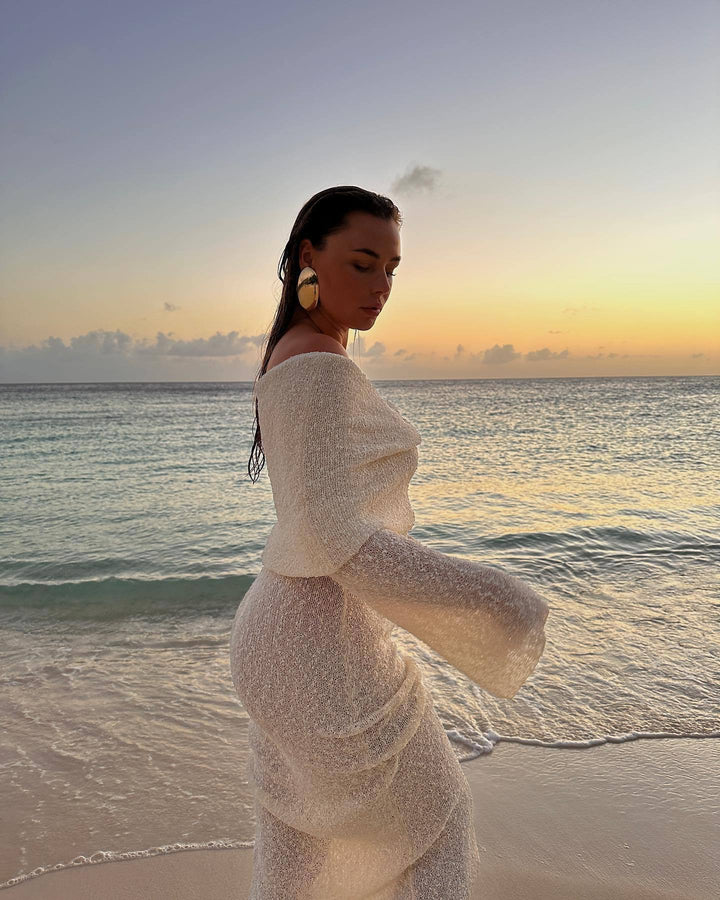 SOMIA | HOLLOW-OUT OFF-SHOULDER MATERNITY DRESS