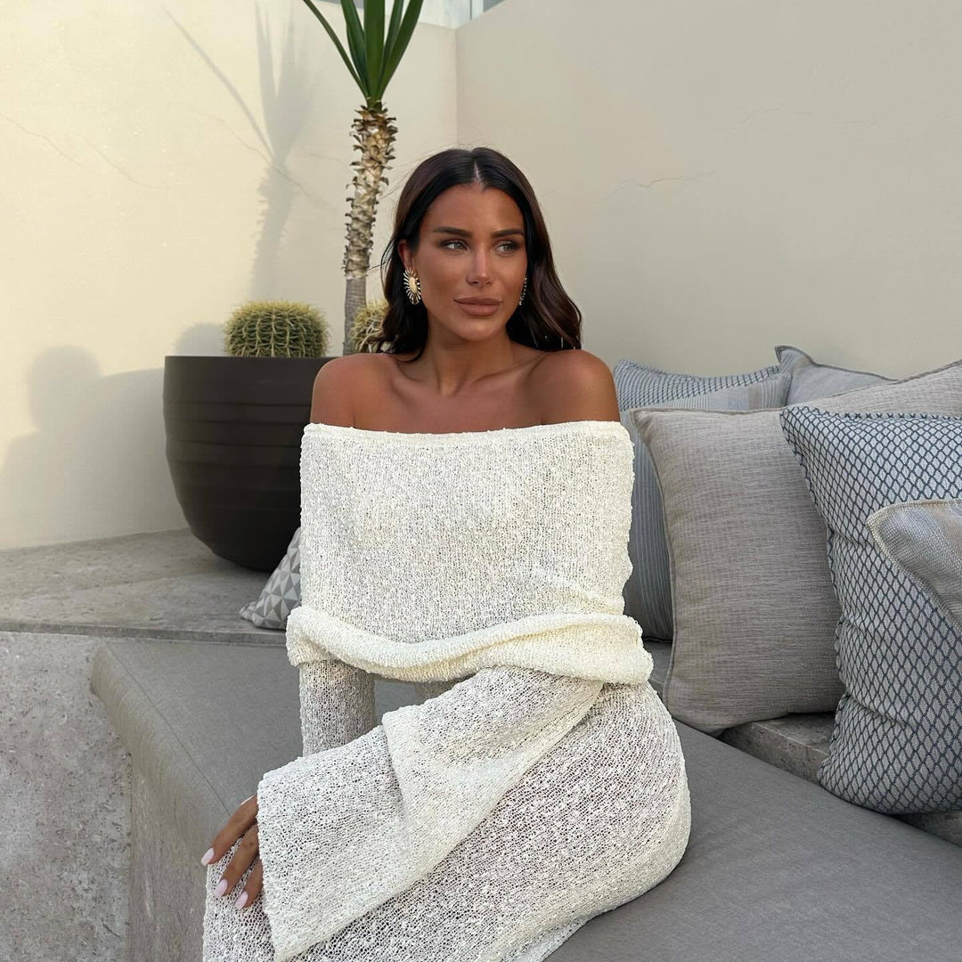 SOMIA | HOLLOW-OUT OFF-SHOULDER MATERNITY DRESS