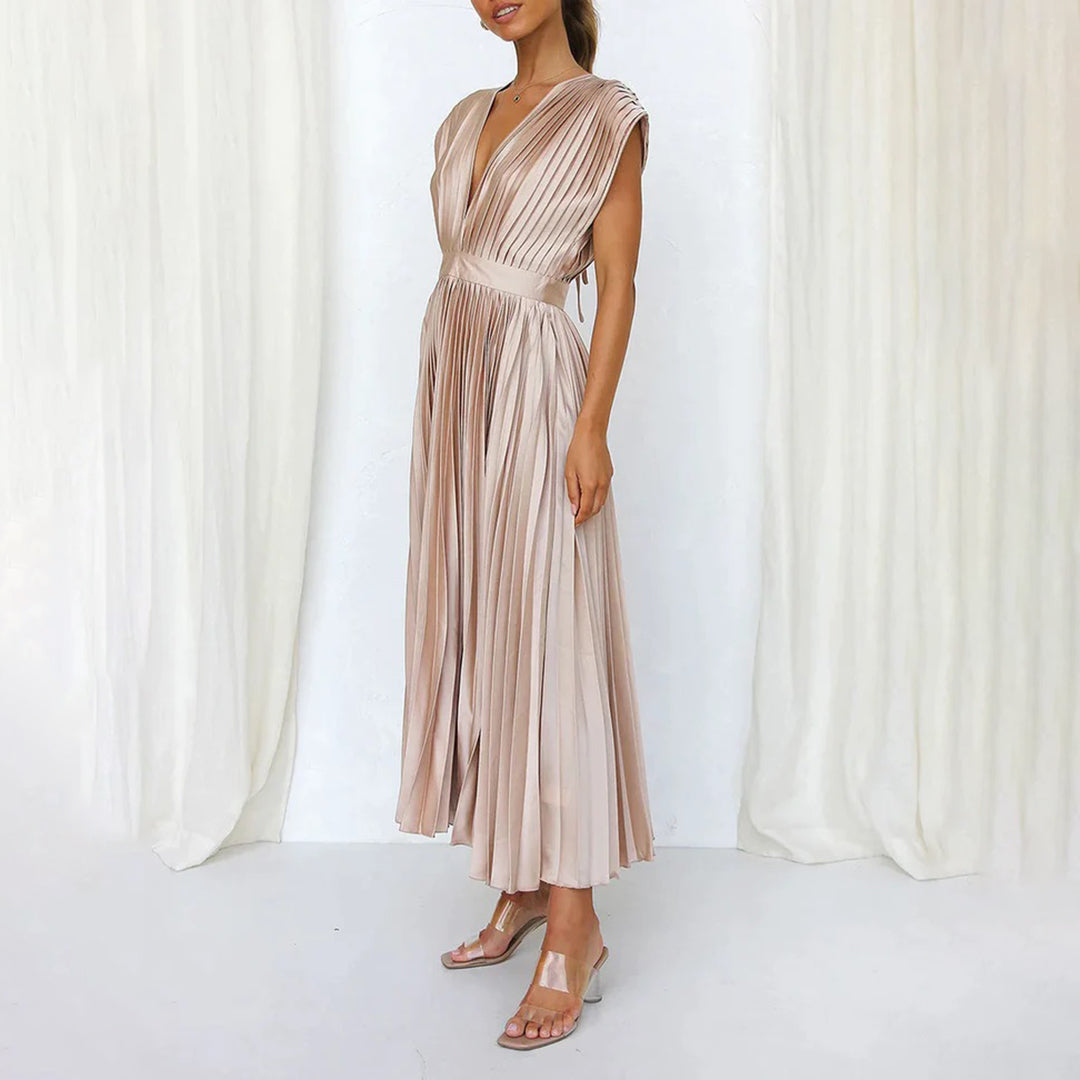 AURORA | DRAPED SATIN MIDI DRESS