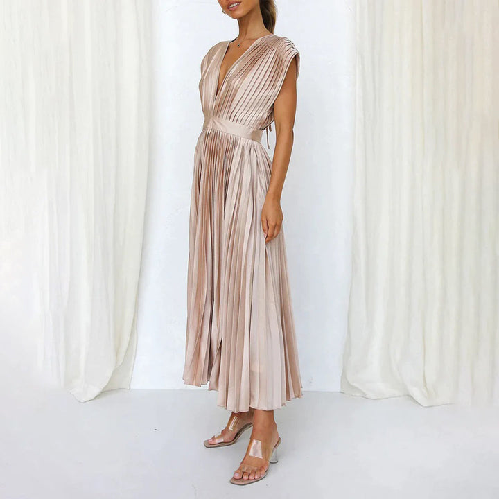 AURORA | DRAPED SATIN MIDI DRESS
