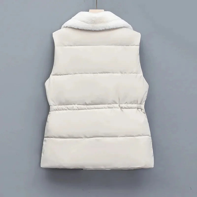 CHARLOTTE | WOMEN’S COTTON-PADDED VEST WITH FAUX FUR COLLAR