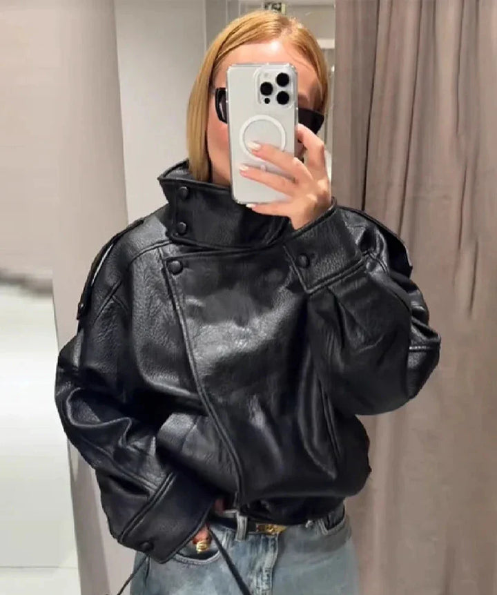 BRIANNA | WOMEN’S FAUX LEATHER OVERSIZED JACKET