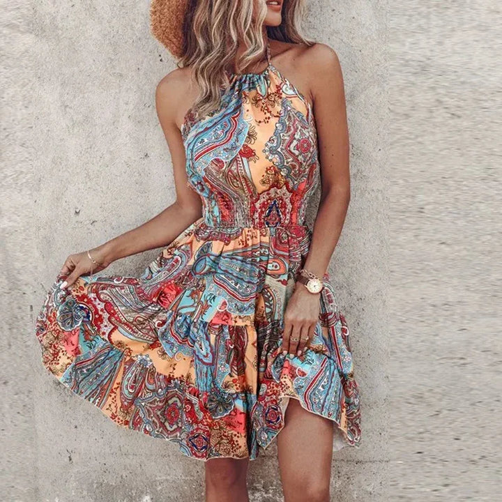 FREYA | PRINTED BACKLESS MINI DRESS