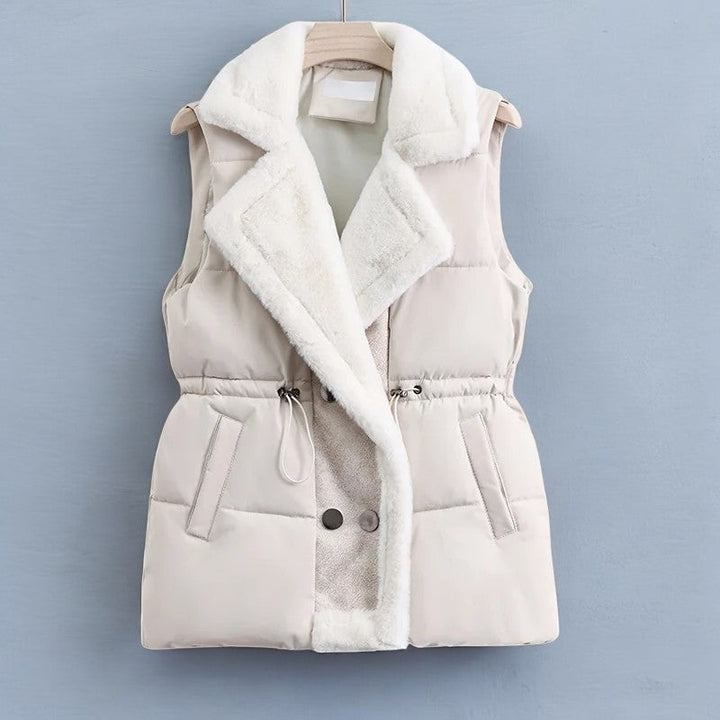 CHARLOTTE | WOMEN’S COTTON-PADDED VEST WITH FAUX FUR COLLAR