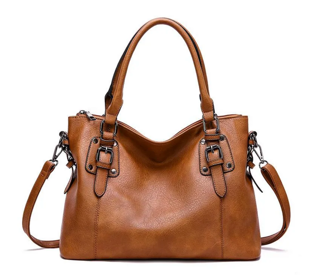 ZELA | STRUCTURED BUCKLED TOTE HANDBAG