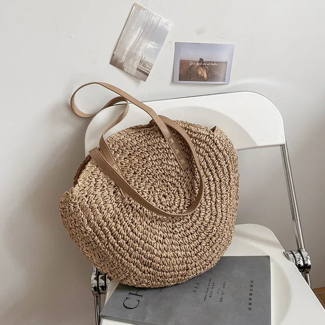 JOIE | HANDWOVEN STRAW RATTAN BEACH BAG