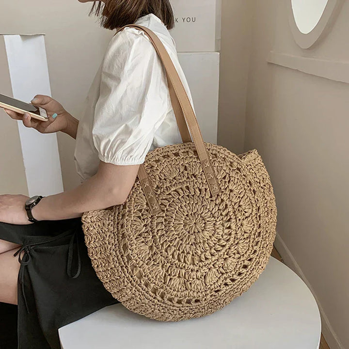 JOIE | HANDWOVEN STRAW RATTAN BEACH BAG
