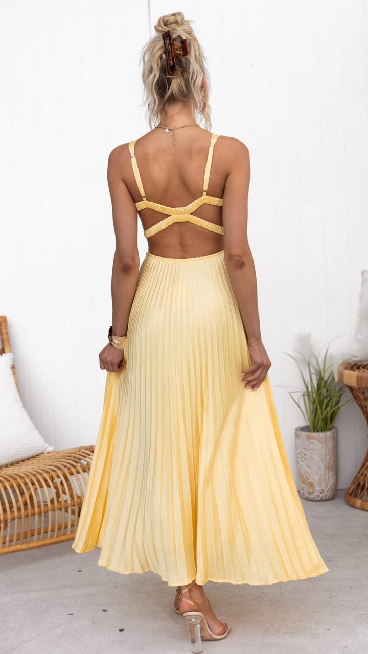 MAISIE | ELEGANT PLEATED MAXI DRESS