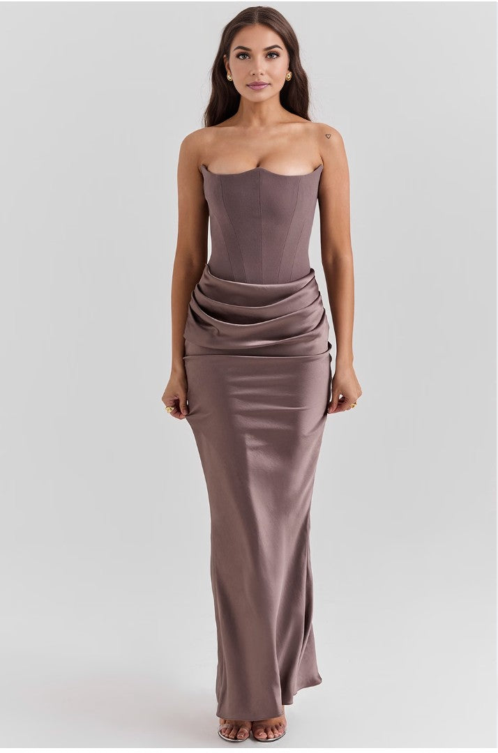 JULIENNE | STRAPLESS SATIN MAXI DRESS