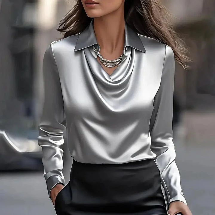 CAITLYN | WOMEN’S COWL NECK SATIN TOP