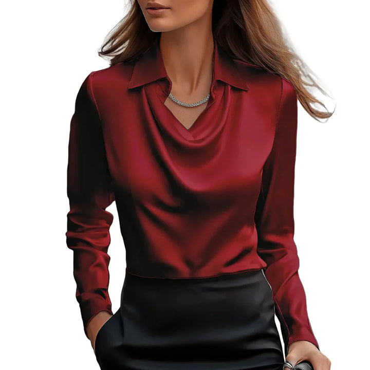 CAITLYN | WOMEN’S COWL NECK SATIN TOP