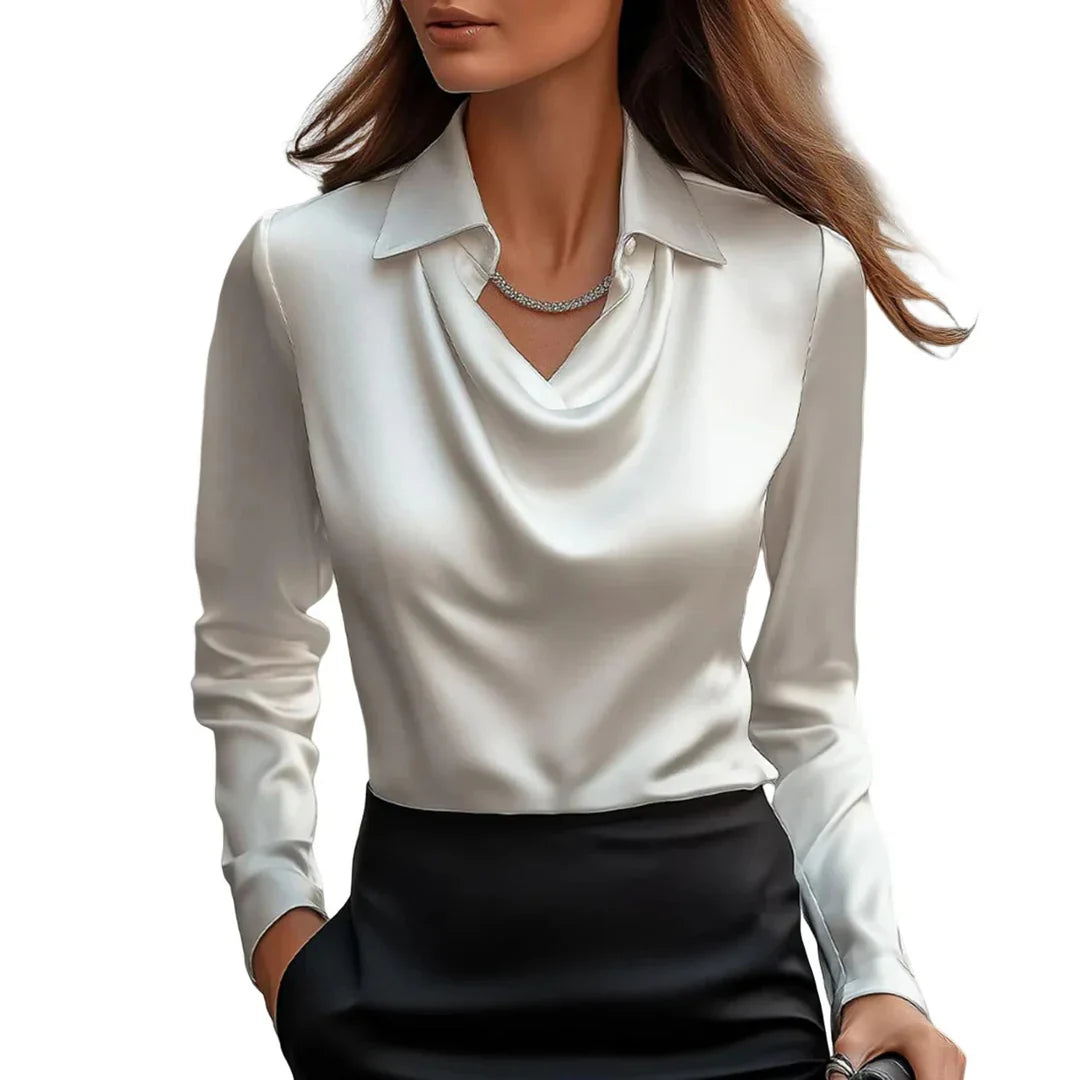 CAITLYN | WOMEN’S COWL NECK SATIN TOP