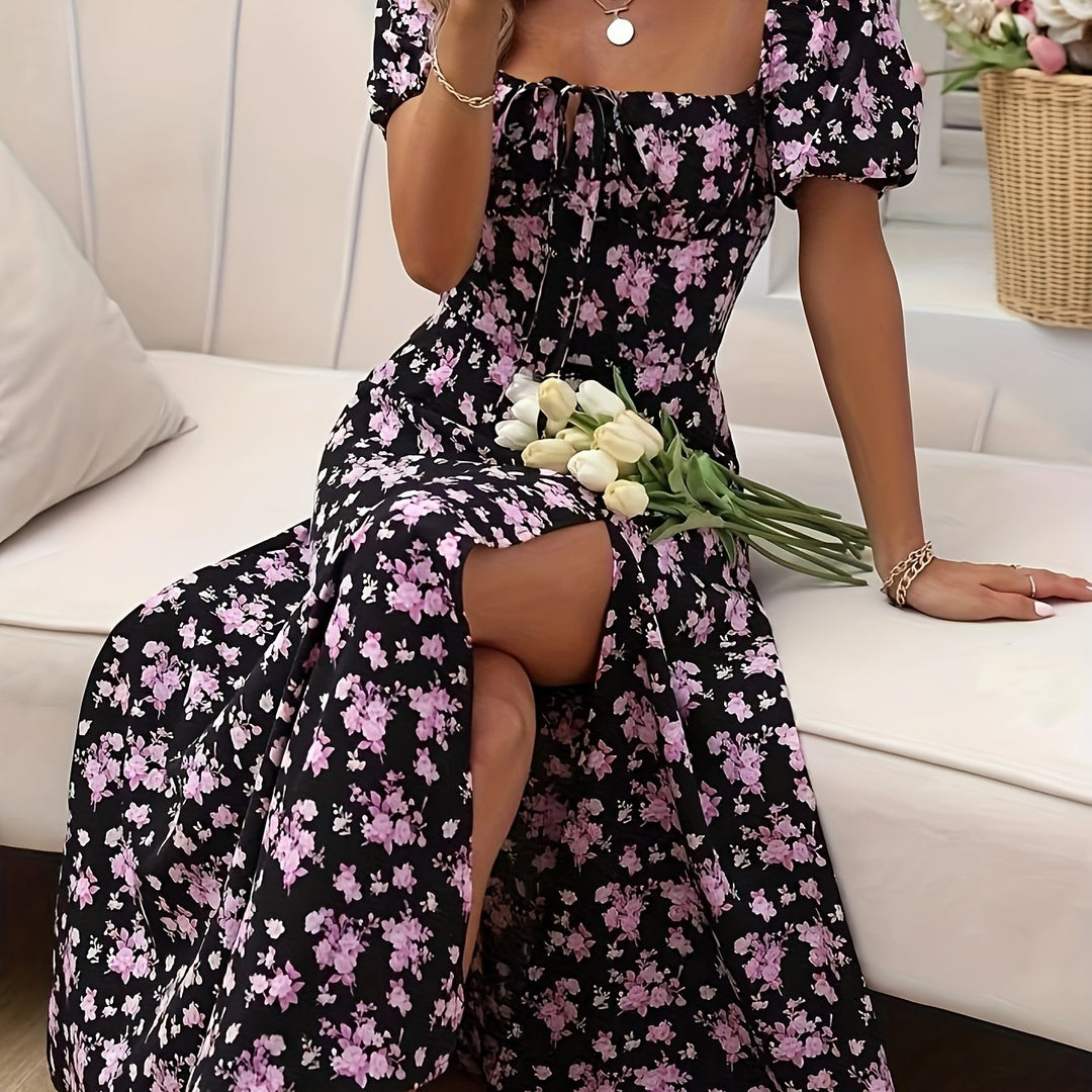 AILEEN | ARTISTIC FLORAL PUFF SLEEVE DRESS