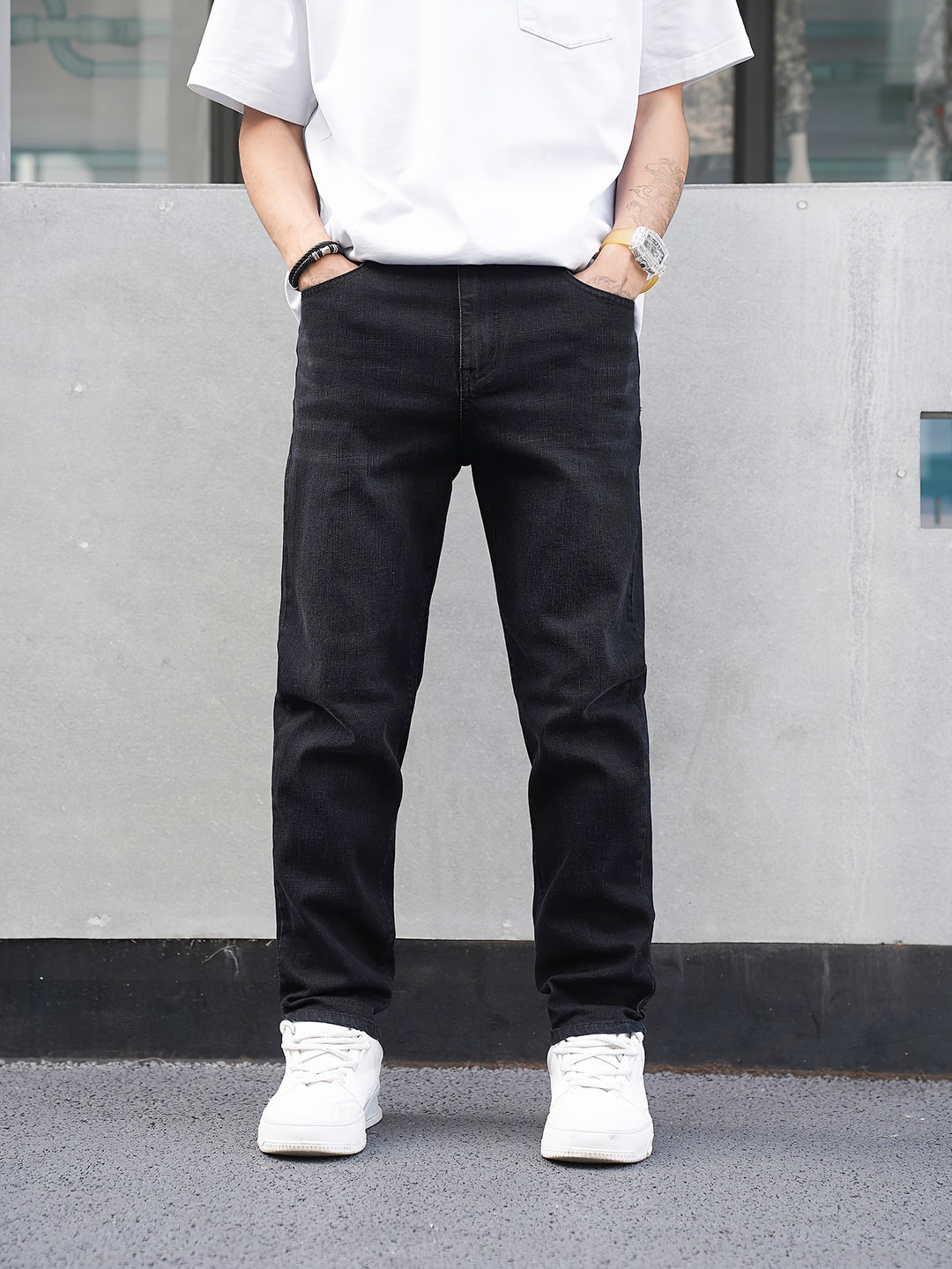 RICHIE | STRAIGHT-LEG WASHED DENIM JEANS