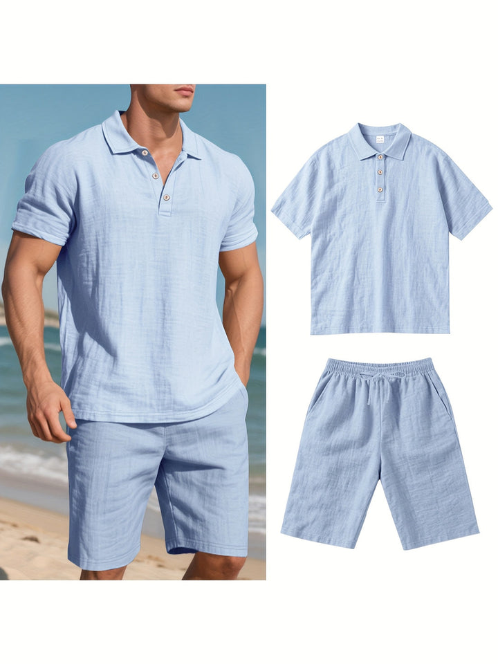 MARCUS | MEN’S LINEN SUMMER SET (SHIRT & SHORTS)