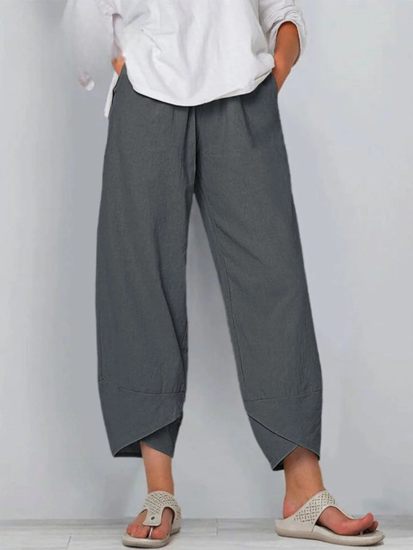 ELISHA | WIDE-LEG COTTON LINEN SUMMER TROUSERS