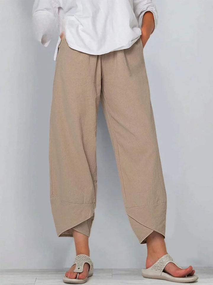 ELISHA | WIDE-LEG COTTON LINEN SUMMER TROUSERS