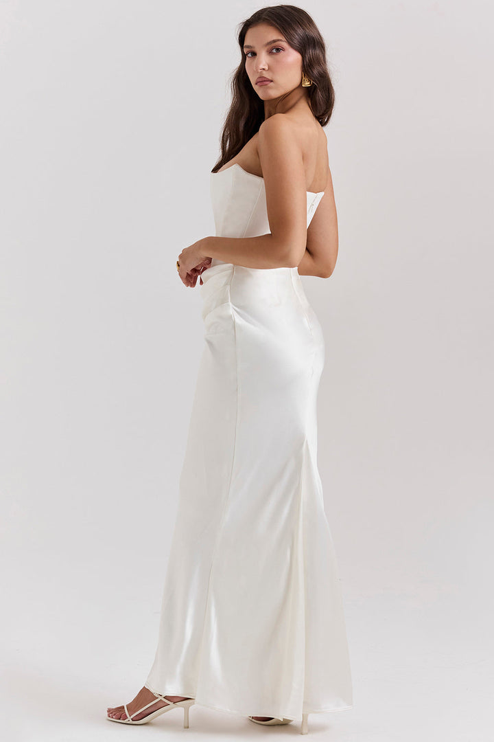 JULIENNE | STRAPLESS SATIN MAXI DRESS