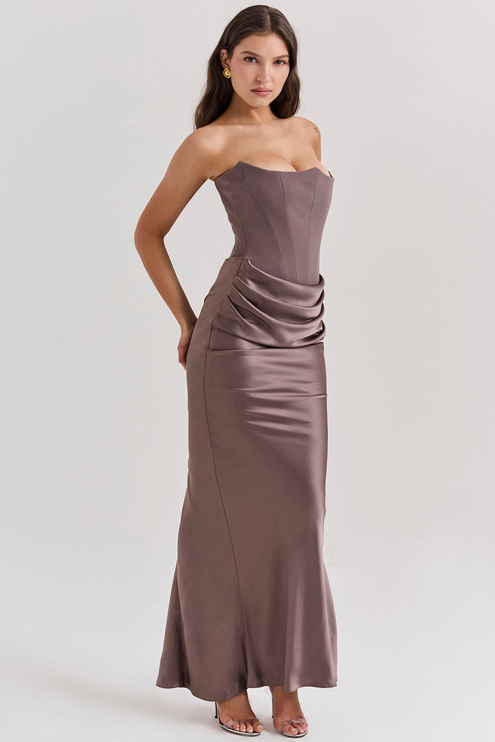 JULIENNE | STRAPLESS SATIN MAXI DRESS