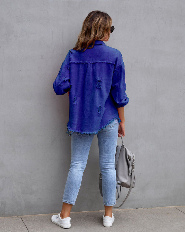 SUZIE | WOMEN’S DISTRESSED DENIM JACKET