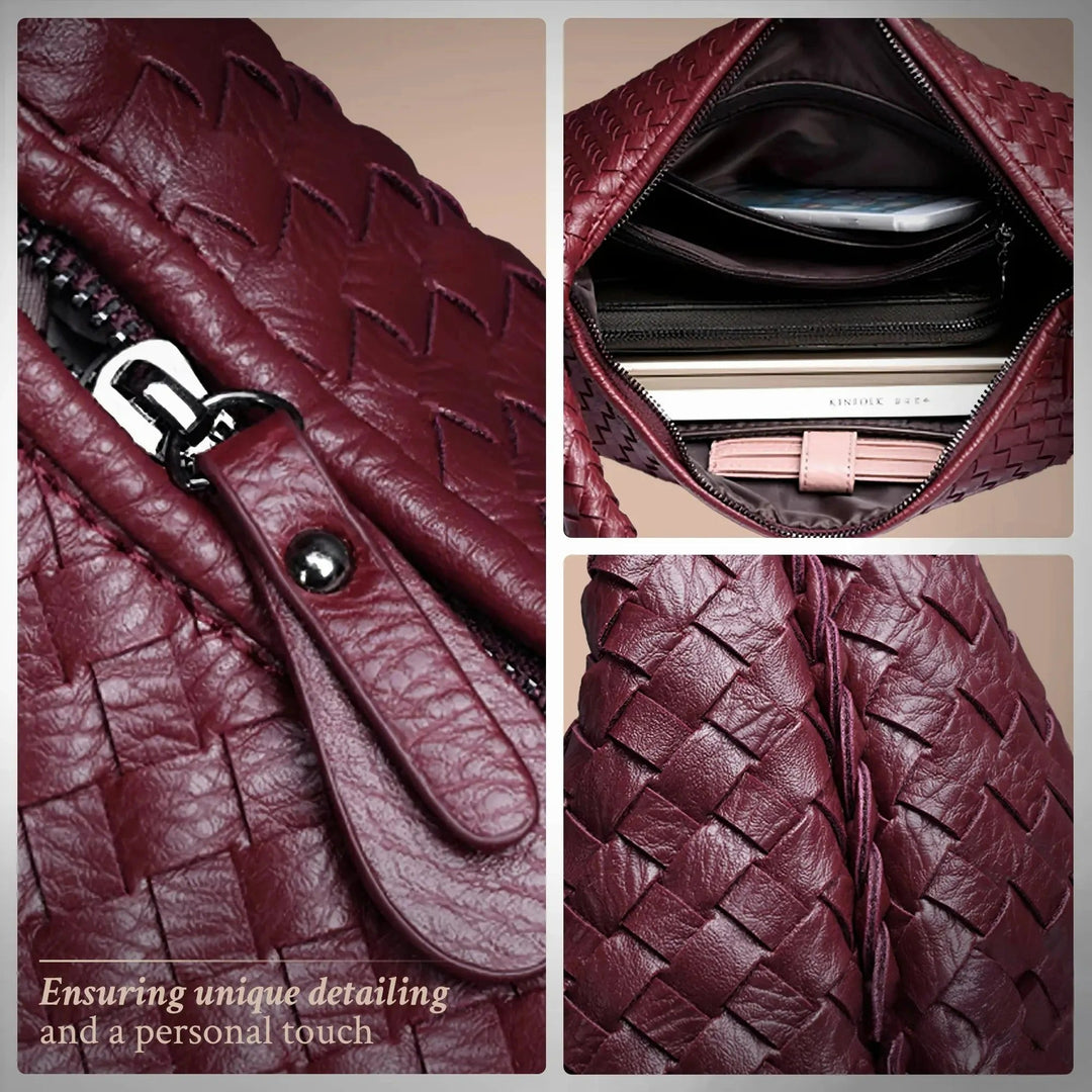 TAMMY | CHIC WOVEN TOTE BAG IN DEEP RED