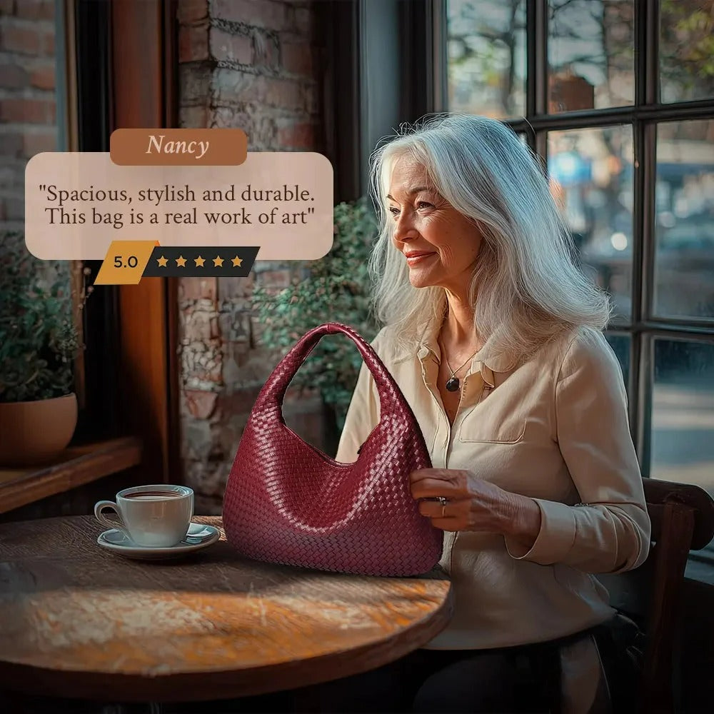 TAMMY | CHIC WOVEN TOTE BAG IN DEEP RED