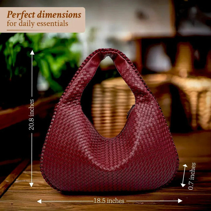 TAMMY | CHIC WOVEN TOTE BAG IN DEEP RED