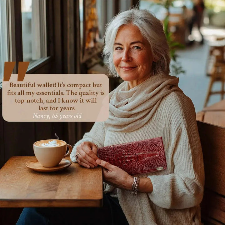 CHARLENE | LUXURY CROCODILE-EMBOSSED LEATHER WALLET