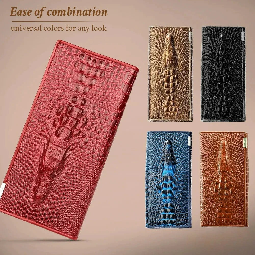 CHARLENE | LUXURY CROCODILE-EMBOSSED LEATHER WALLET
