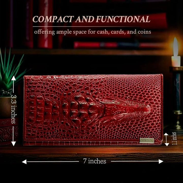 CHARLENE | LUXURY CROCODILE-EMBOSSED LEATHER WALLET