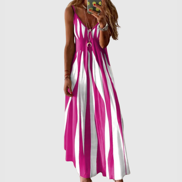 RHIAN | SLEEVELESS STRIPED MAXI DRESS