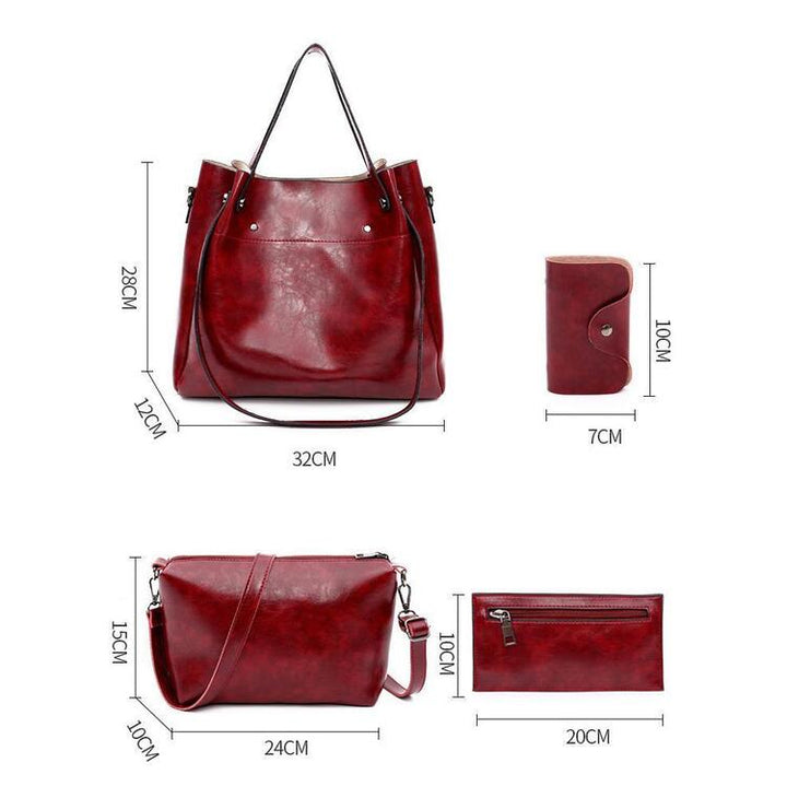 SHELLY | RETRO FOUR-PIECE VEGAN LEATHER BAG SET
