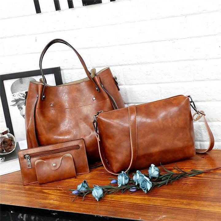 SHELLY | RETRO FOUR-PIECE VEGAN LEATHER BAG SET