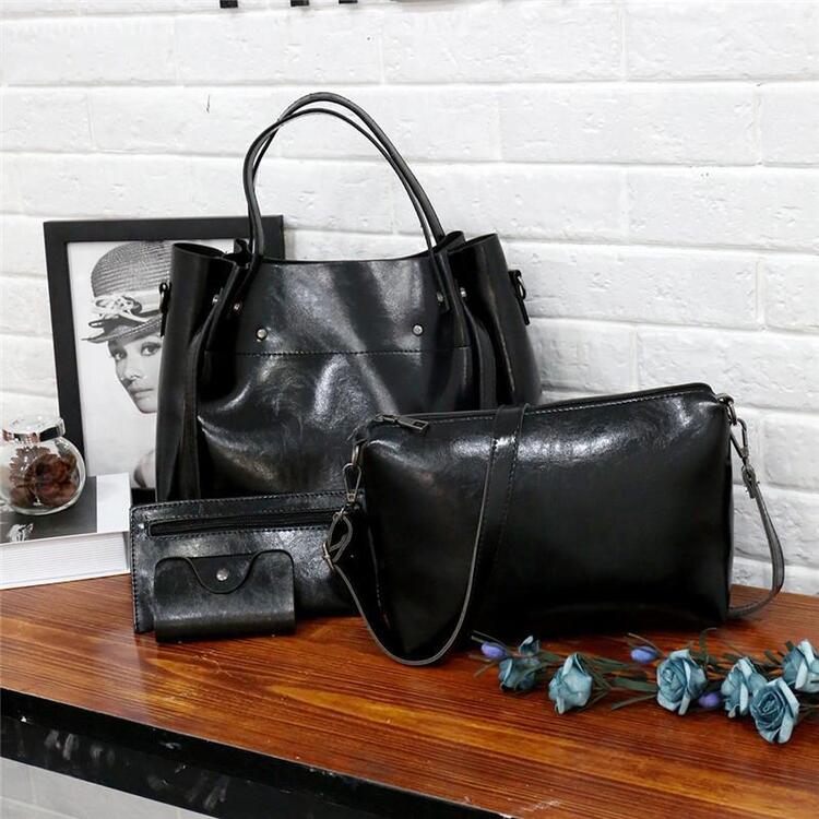 SHELLY | RETRO FOUR-PIECE VEGAN LEATHER BAG SET